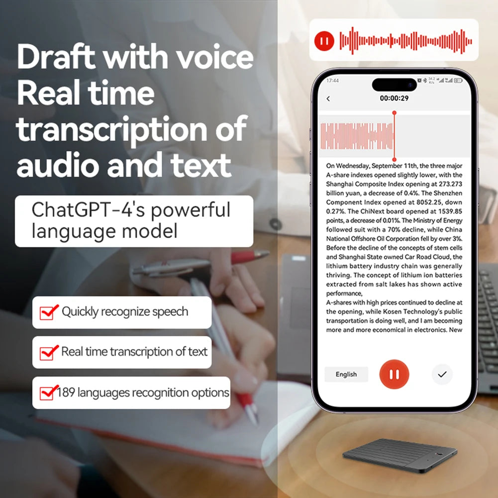 ChatGPT-4 AI Notetaking Device Transcribe & Translation