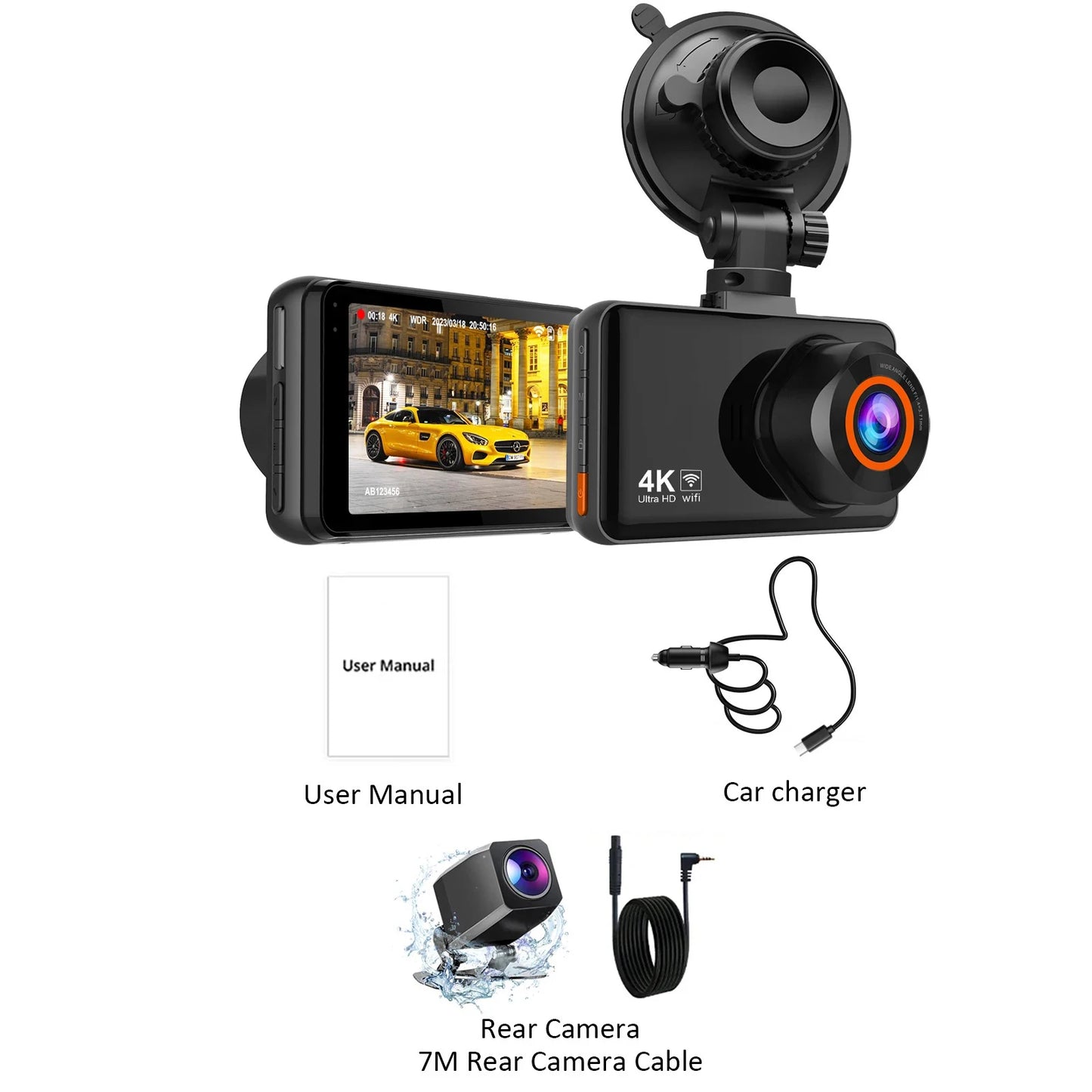 Dash Cam for Cars 4K Front or Rear Camera Car Dvr WIFI Car Camera