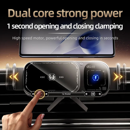 Dual Coil Foldable Phone Holder Car 15W Wireless Charger