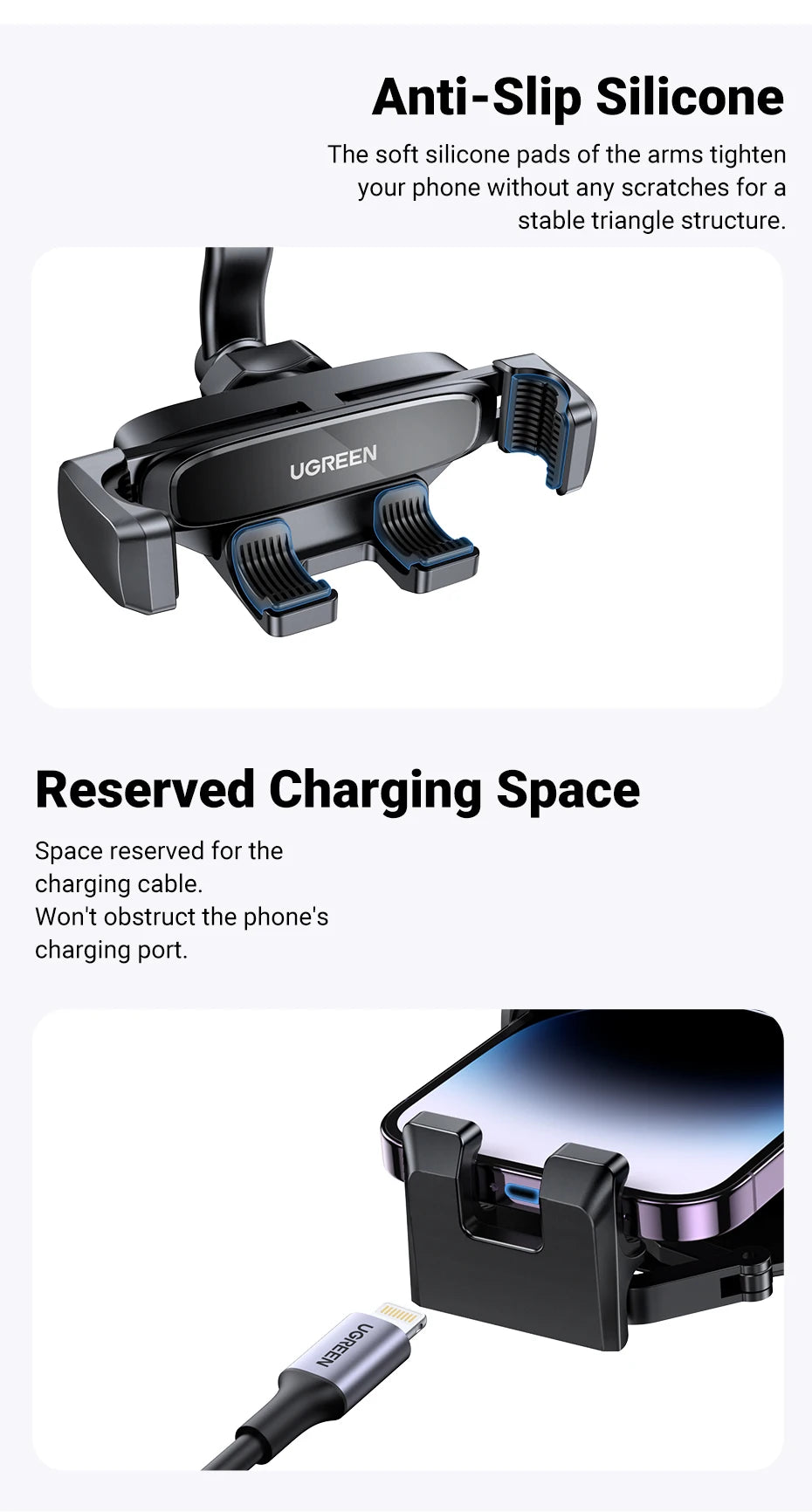 UGREEN Car Phone Holder Gravity Car Phone Stand