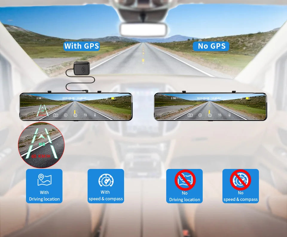 4K Rearview Mirror Driving Recorder HD Night Vision Loop