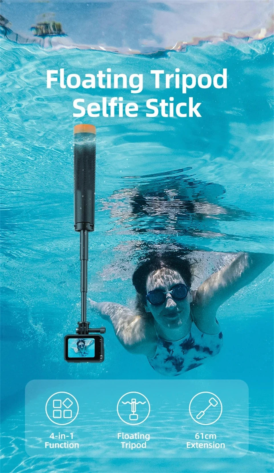 BSLIUFANG underwater buoyancy pole extendable selfie stick