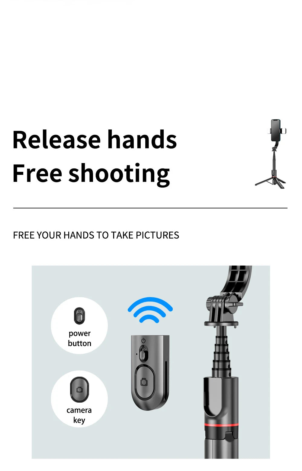 Extended Foldable Wireless Bluetooth Selfie Stick Tripod