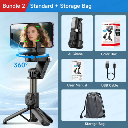 AXNEN AI Desktop Gimbal Tripod Extendable Selfie Stick