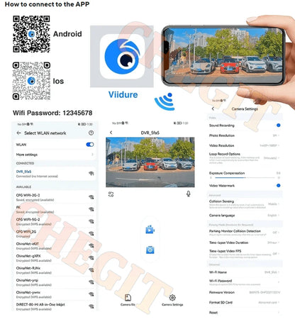 360°Auto Camera 1080P Video Recorder 3/4 Lens WIFI DashCam