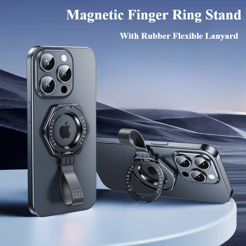Metal Magnetic Phone Stand Adjustable with Silicone Lanyard