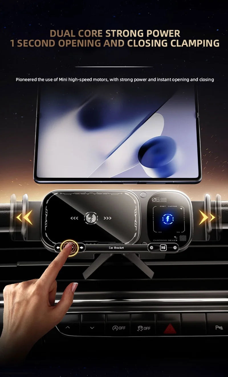 2 IN1 Car Wireless Charger Phone Holder Touch Rotate Stand