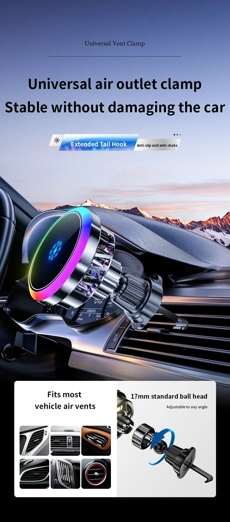 Wireless Car Charger 15W Magnetic Turbo Air Cooling