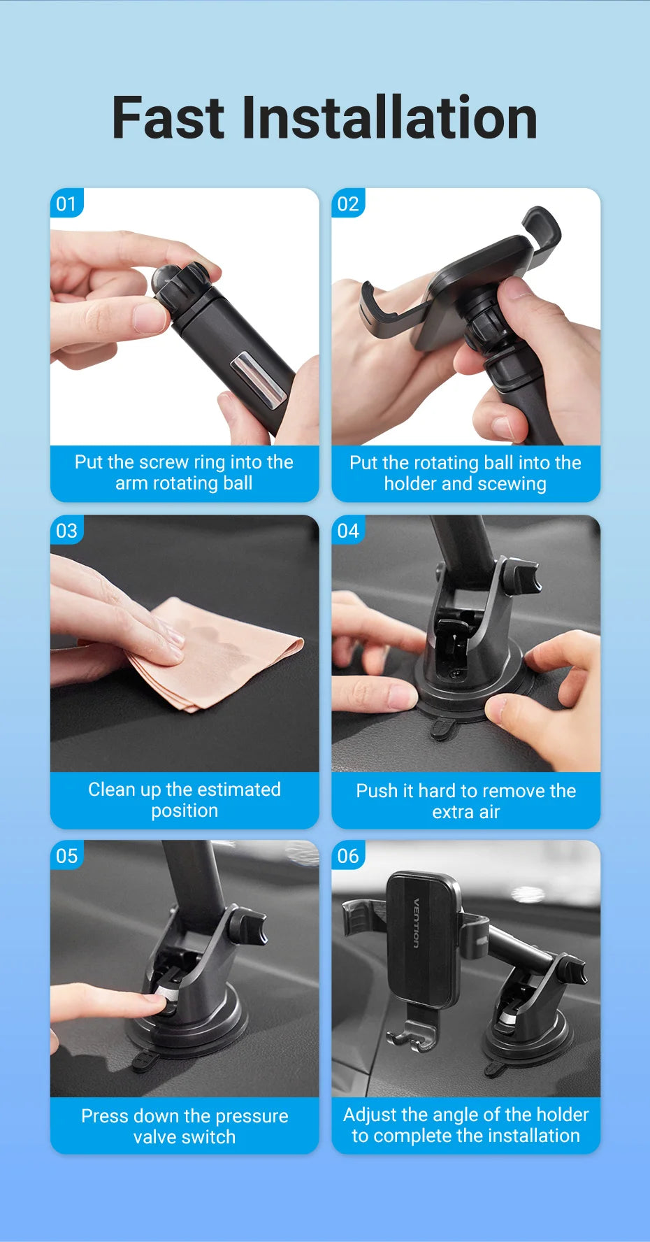 Vention Car Phone Holder Gravity Phone Stand