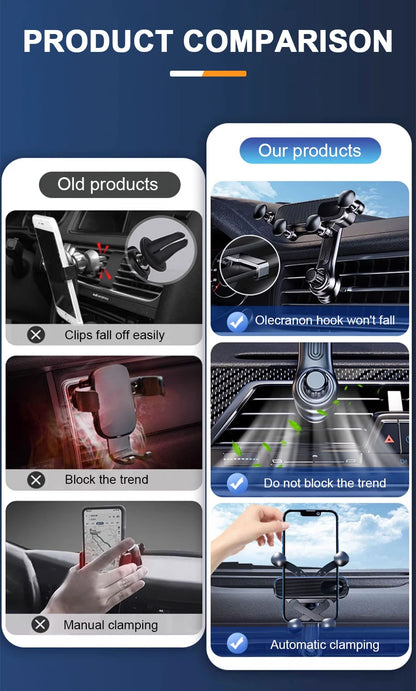 SEAMETAL Air Vent Car Phone Holder Telescopic Phone Mount