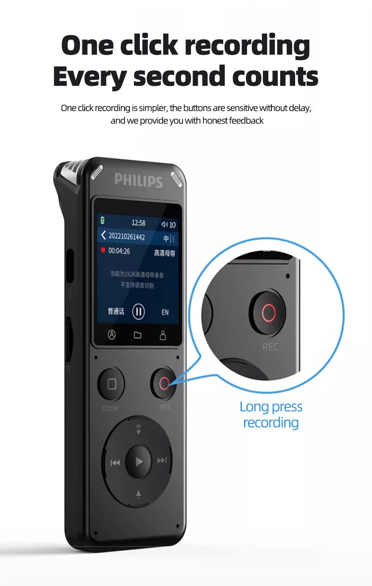 Philips VTR6960 100% Original  Voice Recorder 192K HD Recording