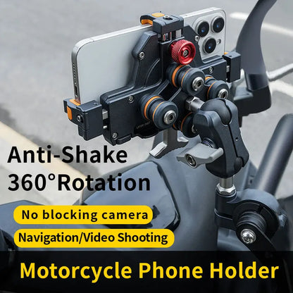 Universal  Motorcycle Phone Holder Alloy Anti-Shake 360° Adjustable