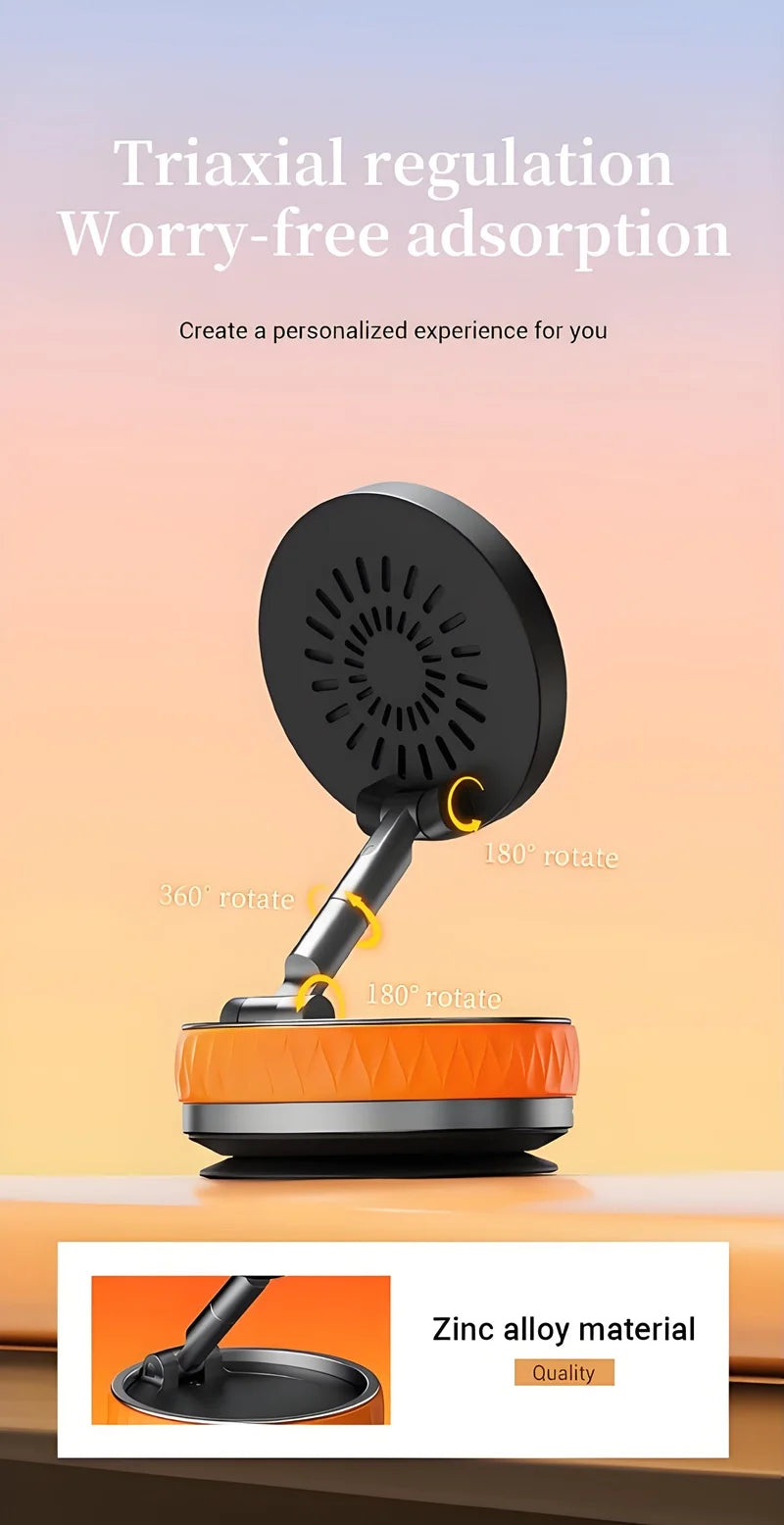 Vacuum Suction Magnetic Car Phone Holder Foldable Mirror