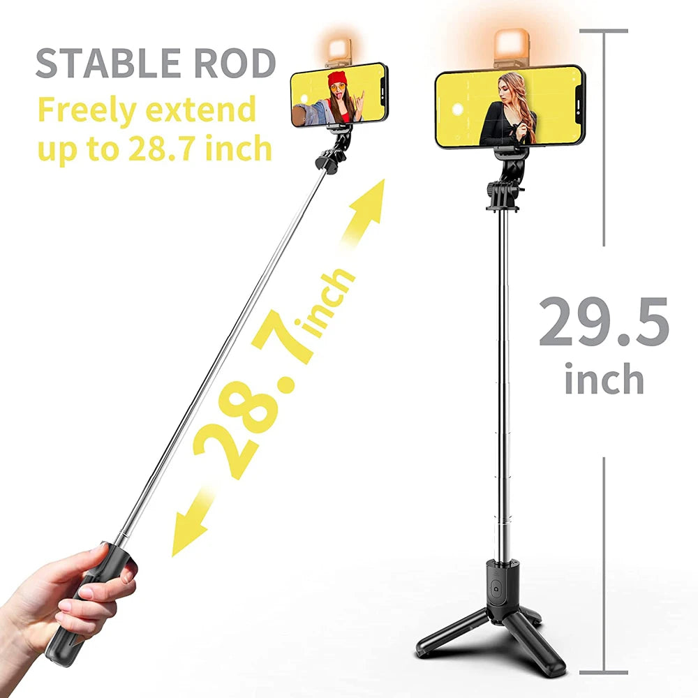 Wireless Bluetooth Selfie Stick Foldable Portable Tripod