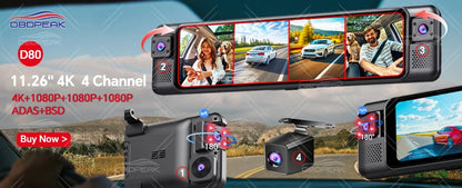 OBDPEAK K8 Pro Front 5K Rear 1080P Dash Cam Camera