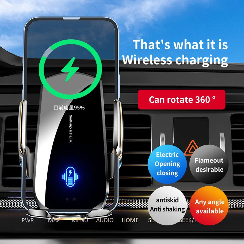 Wireless Car Phone Holder 15W Fast Charging Wireless Charger
