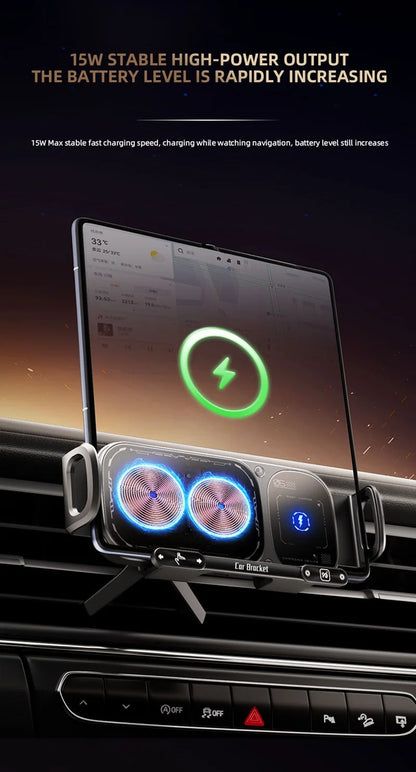 2 IN1 Car Wireless Charger Phone Holder Touch Rotate Stand