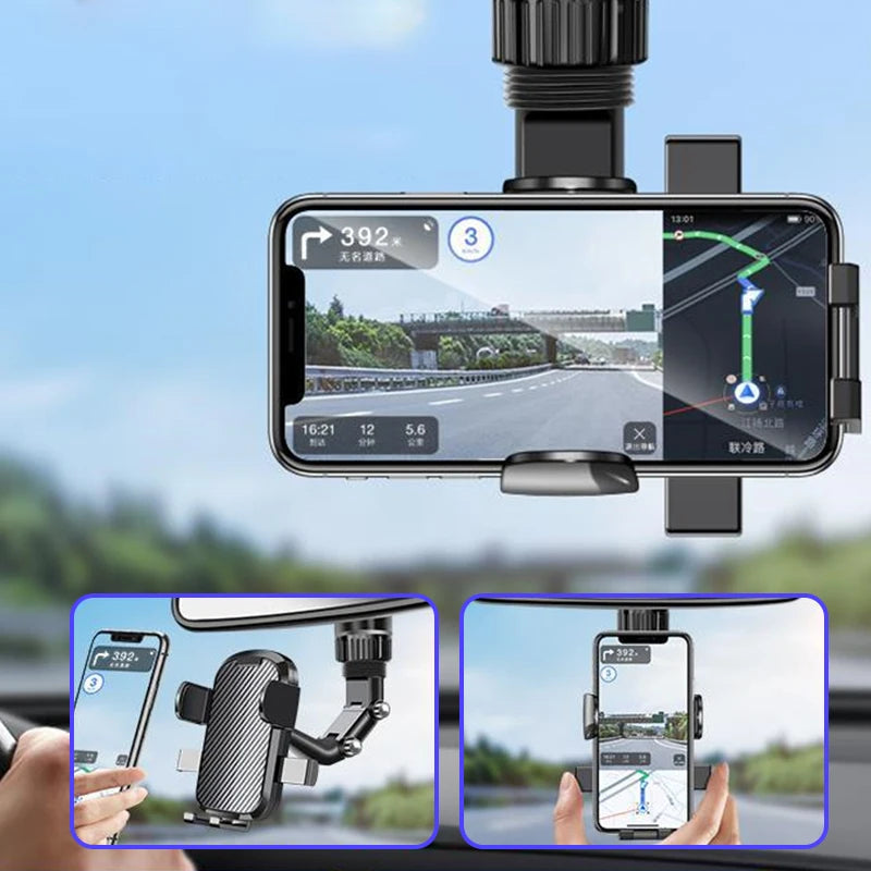 NewRearview Mirror Phone Holder For Car 360° Rotating Phone