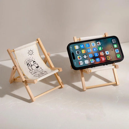 Wood Chair Shape Mobile Phone Stand Beach chair Desktop
