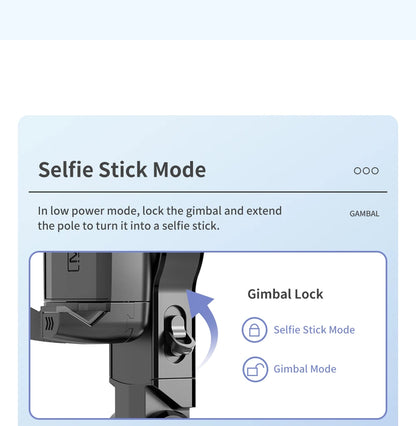 Bluetooth Smartphone Gimbal Stabilizer with Extendable Stick