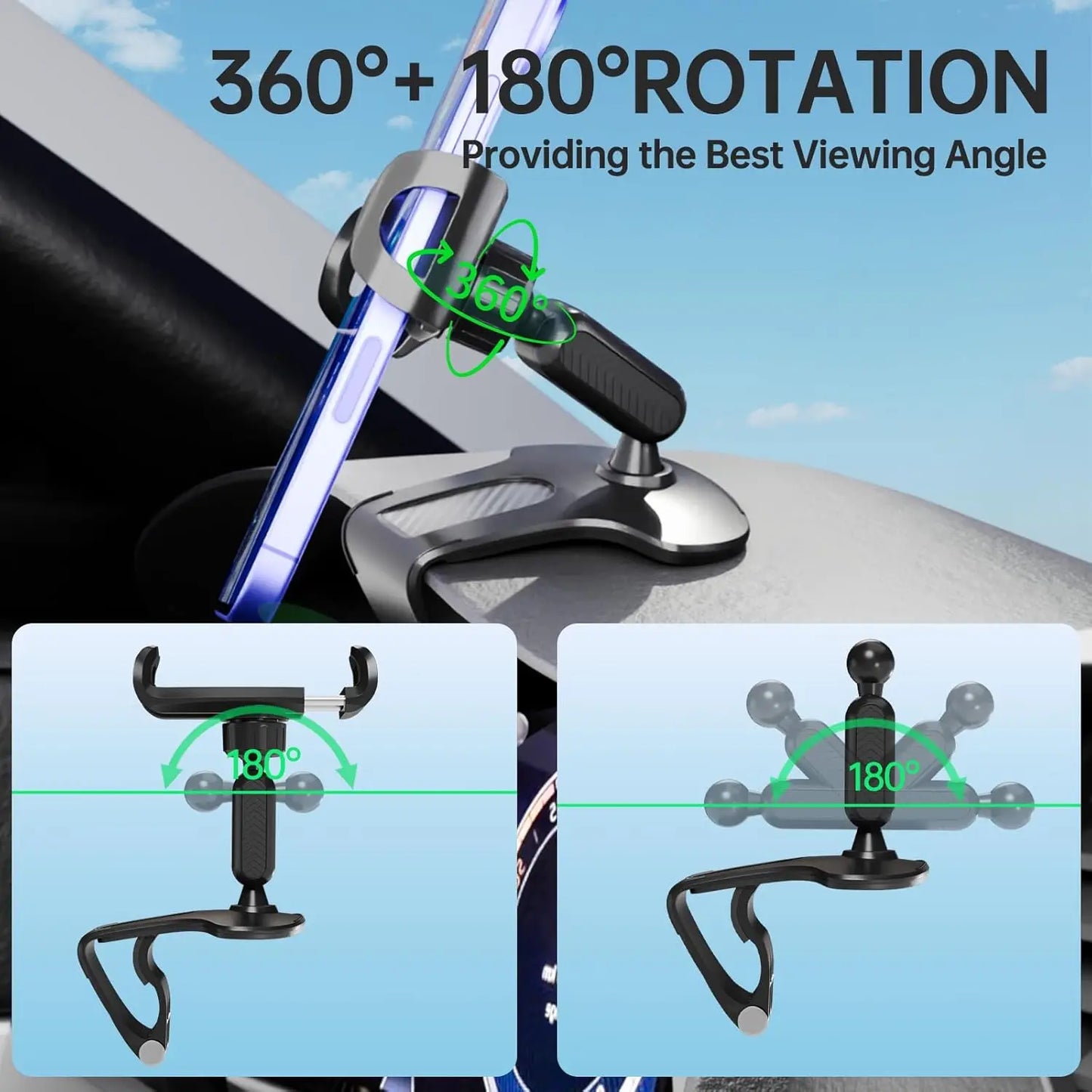 360 Degree Rotation Dashboard Cell Phone Holder for Car