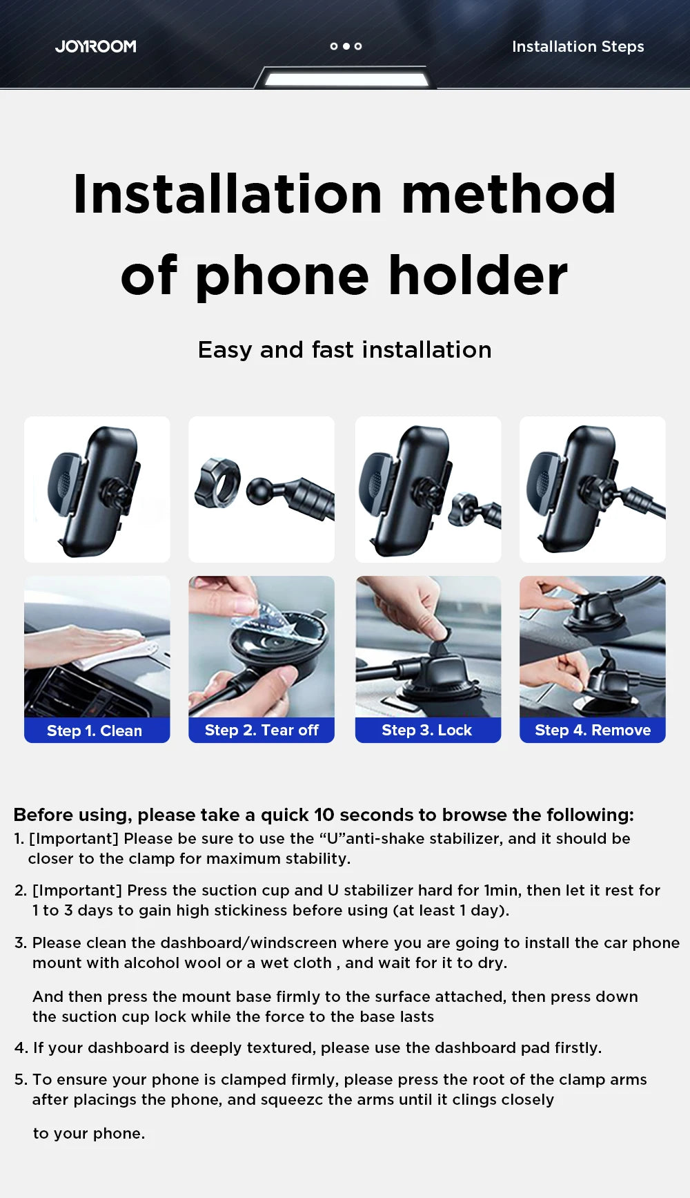 Dashboard Phone Holder Flexible Long Arm