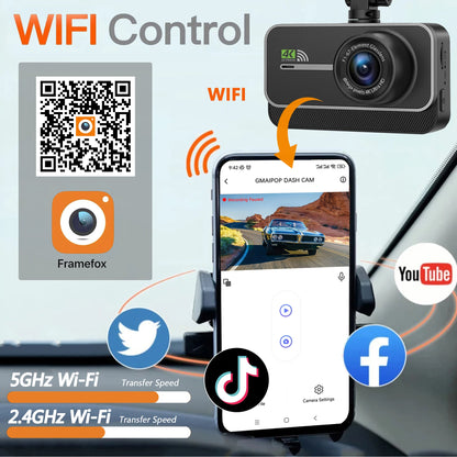 4K Dash Cam for Cars Car Camera Dash Cam WIFI Camera
