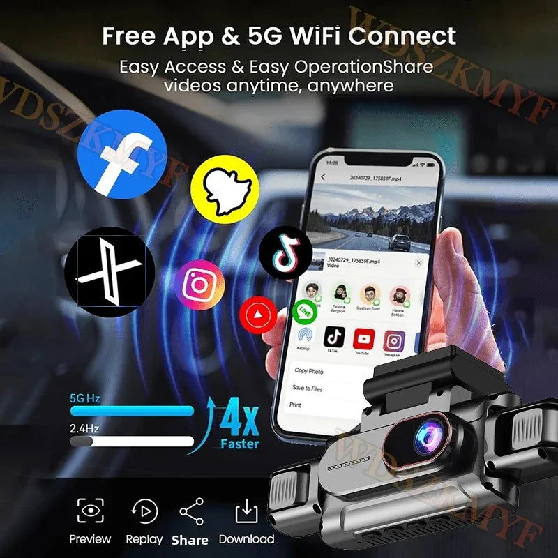 360°Auto Camera 1080P Video Recorder 3/4 Lens WIFI DashCam