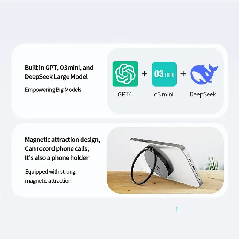 AI ChatGPT Voice Recorder 8-128GB Mini Keychain Recording Device