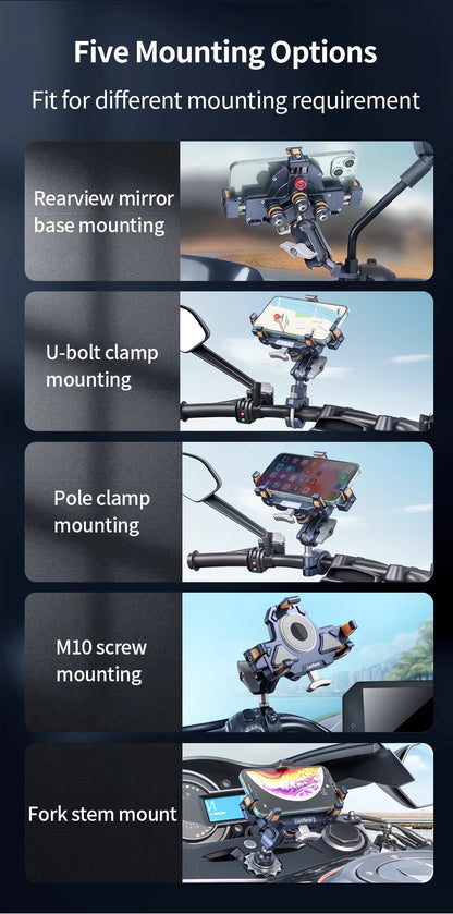 Universal  Motorcycle Phone Holder Alloy Anti-Shake 360° Adjustable