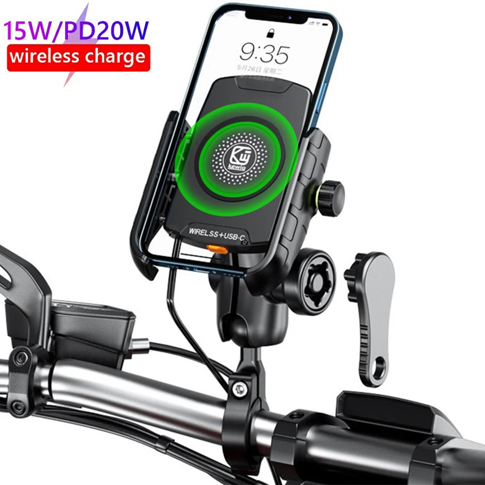 Motorcycle Phone Holder Wireless Charging Cradle 3.0 Quick Charger
