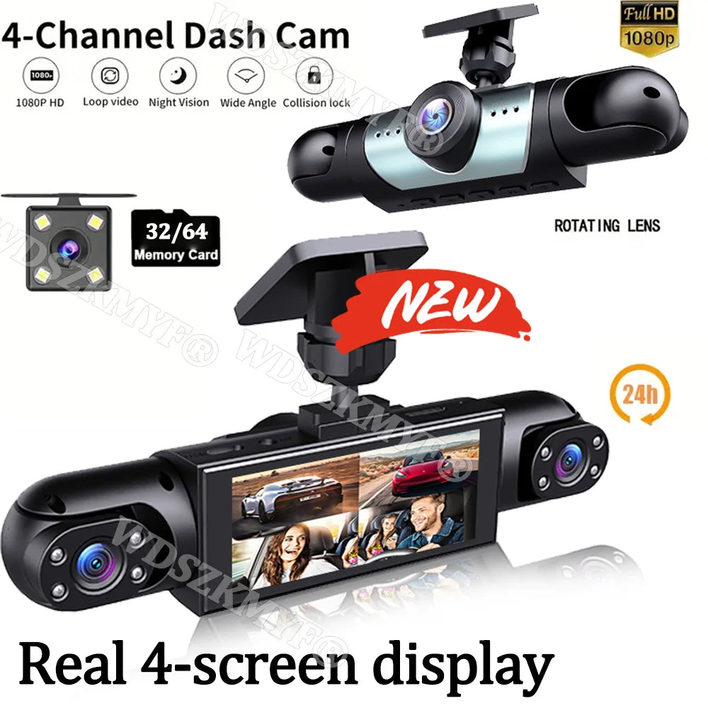 4 Lens Car DVR 360 Degrees Video Recorder 1080P Dash Cam