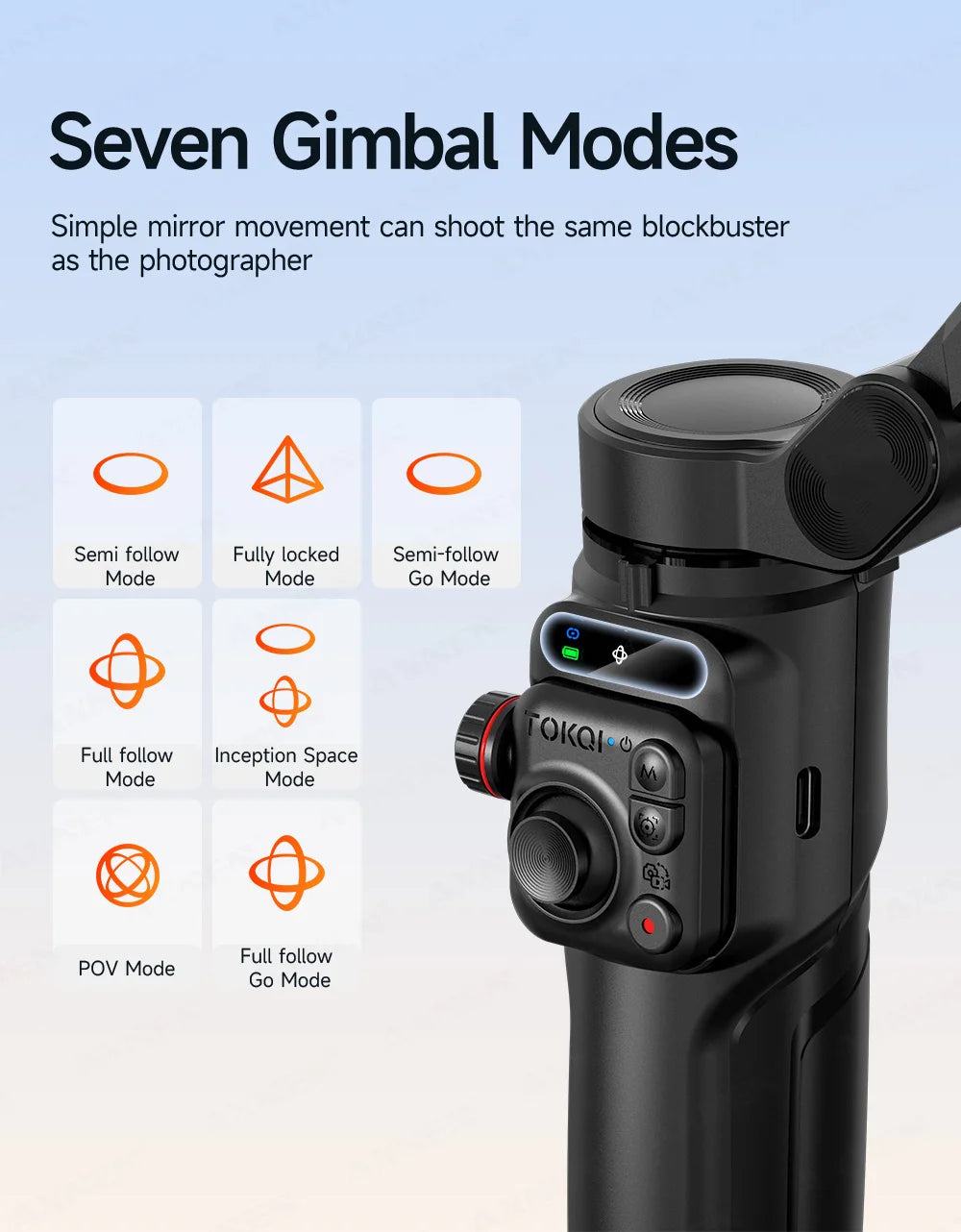 Foldable 3-Axis Phone Gimbal Stabilizer with Telescopic Rod