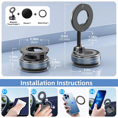 Car Phone Magnetic Stand Mechanical Vacuum Suction Cup Holder