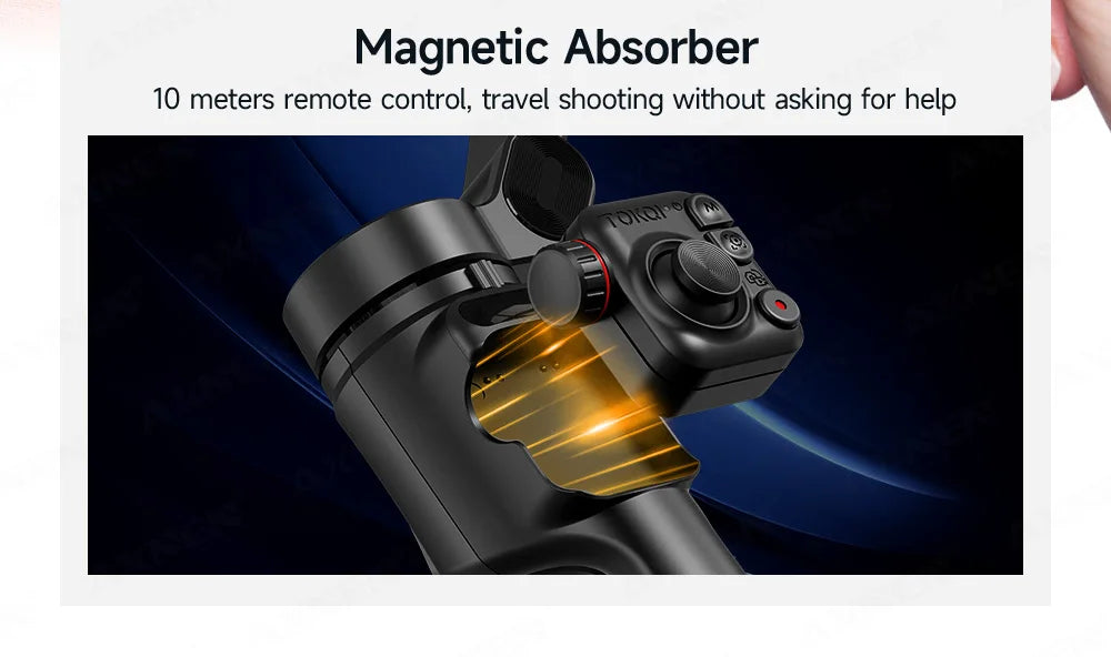 Foldable 3-Axis Phone Gimbal Stabilizer with Telescopic Rod