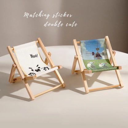 Wood Chair Shape Mobile Phone Stand Beach chair Desktop