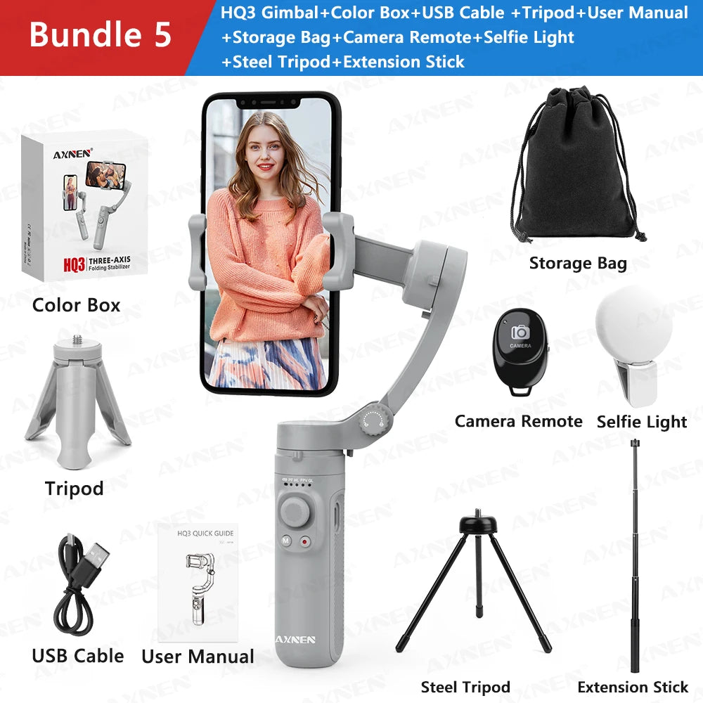 AXNEN 3-Axis Gimbal Handheld Self Stabilizer with Tripod