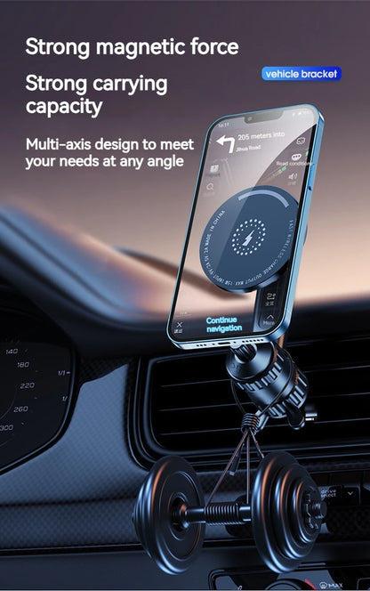 15W Car Magnetic Wireless Charger Holder with Metal Body - Fits Vent