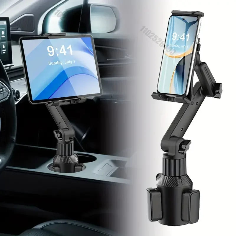 Car Cup Holder Tablet & Phone Mount with Heavy Duty Base
