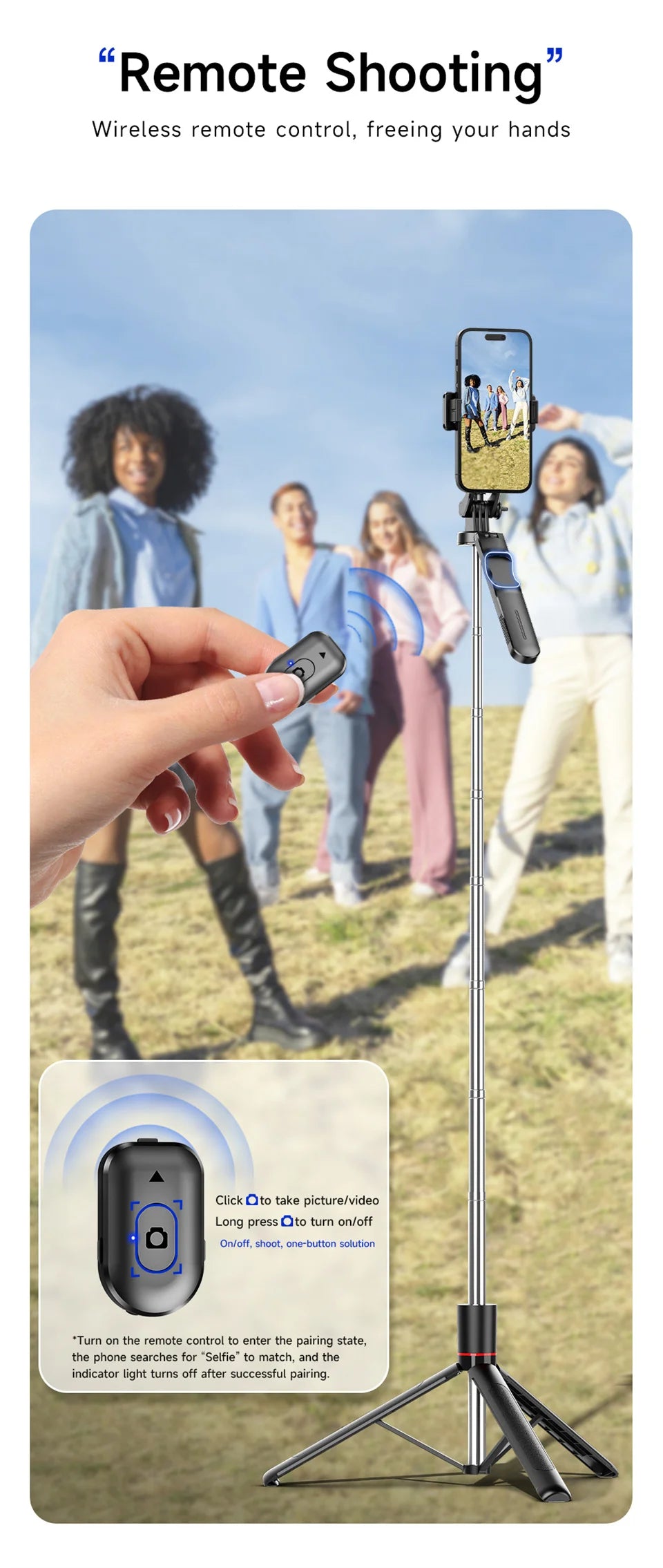 MEUYAG Monopod Remote Shutter Bluetooth Selfie Stick