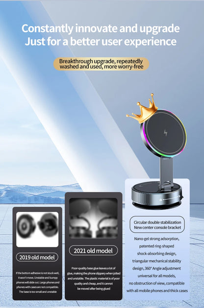 15W Wireless Charger Vacuum Magnetic Car Holder