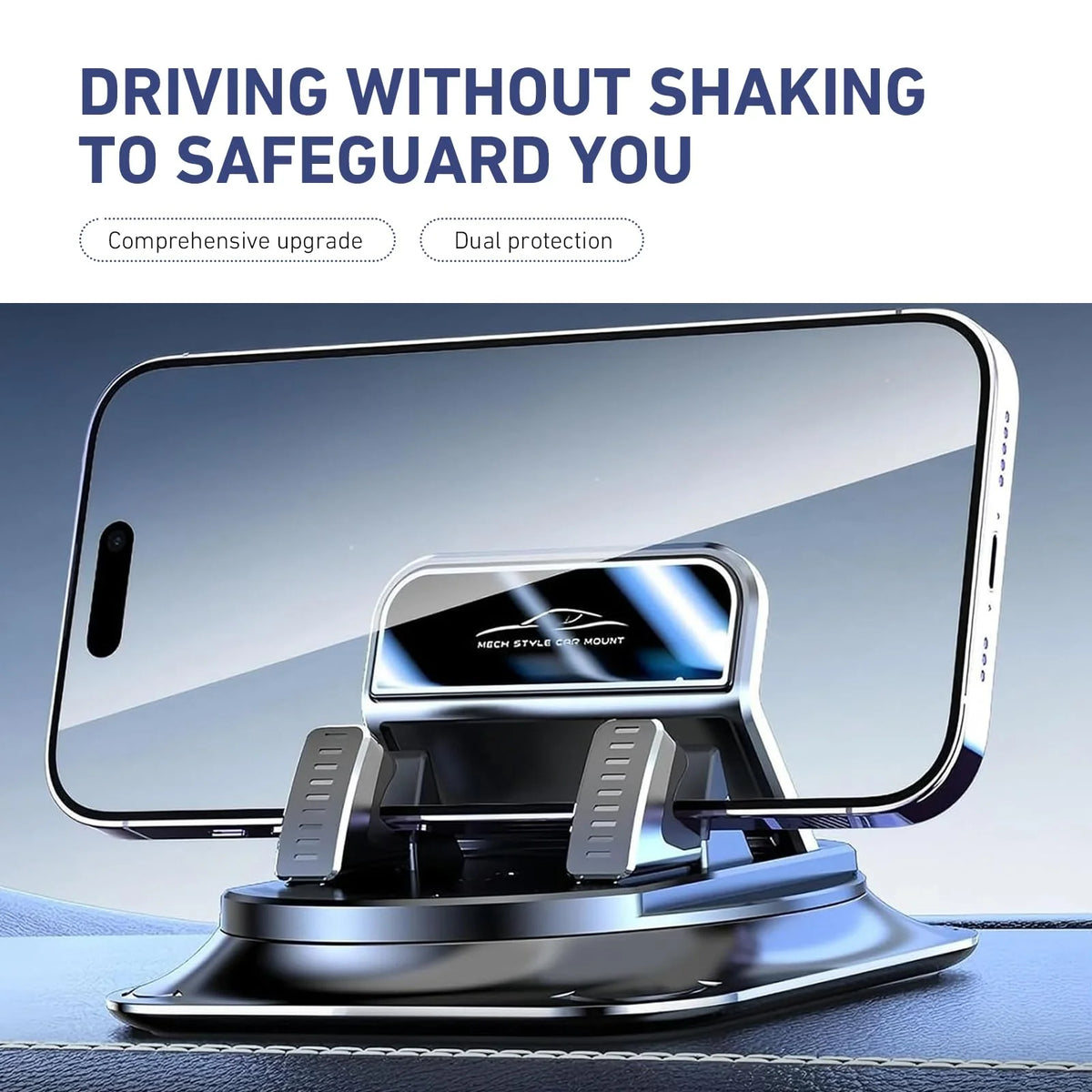 Car Dashboard Phone Holder Rotatable One-Hand Operation Bracket Anti-Slip