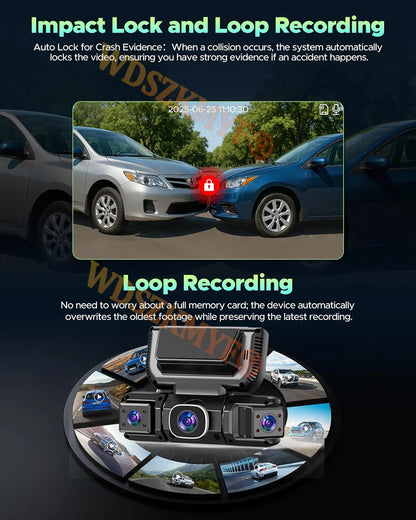 New WIFI 4Channel 360 Degree  Car Dvr 1080P Video Recorder