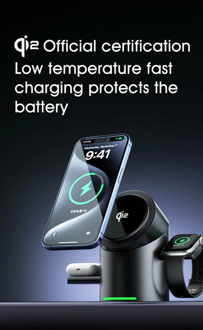 3 In 1 Magnetic Touch Button Wireless Charger For Android iPhone iWatch