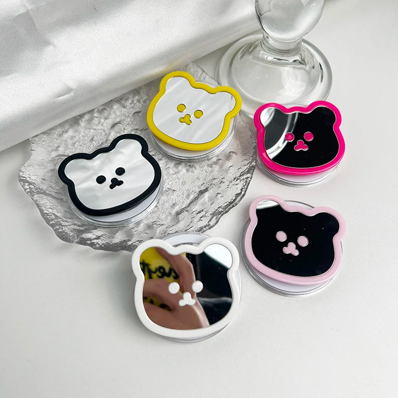 Cute Bear Mirror Magnetic Socket Grip Phone Holder