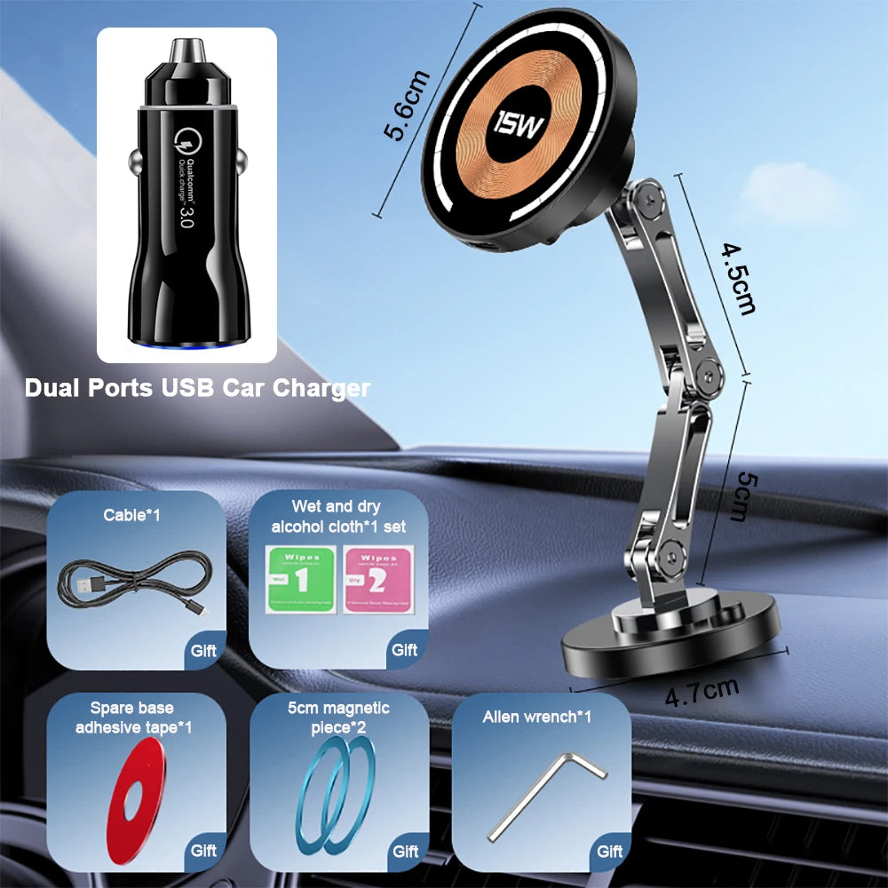 Magnetic Car Phone Holder Wireless Car Charger Mount Stand