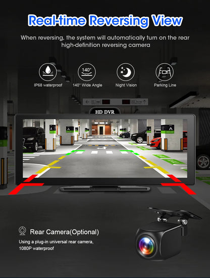 10/11.26 Inch 4K DVR Wireless CarPlay & Android Auto Dash Cam