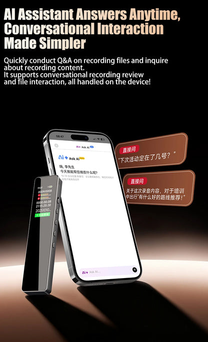 Famue Ai Voice Recorder with Text Transcription Mini Portable