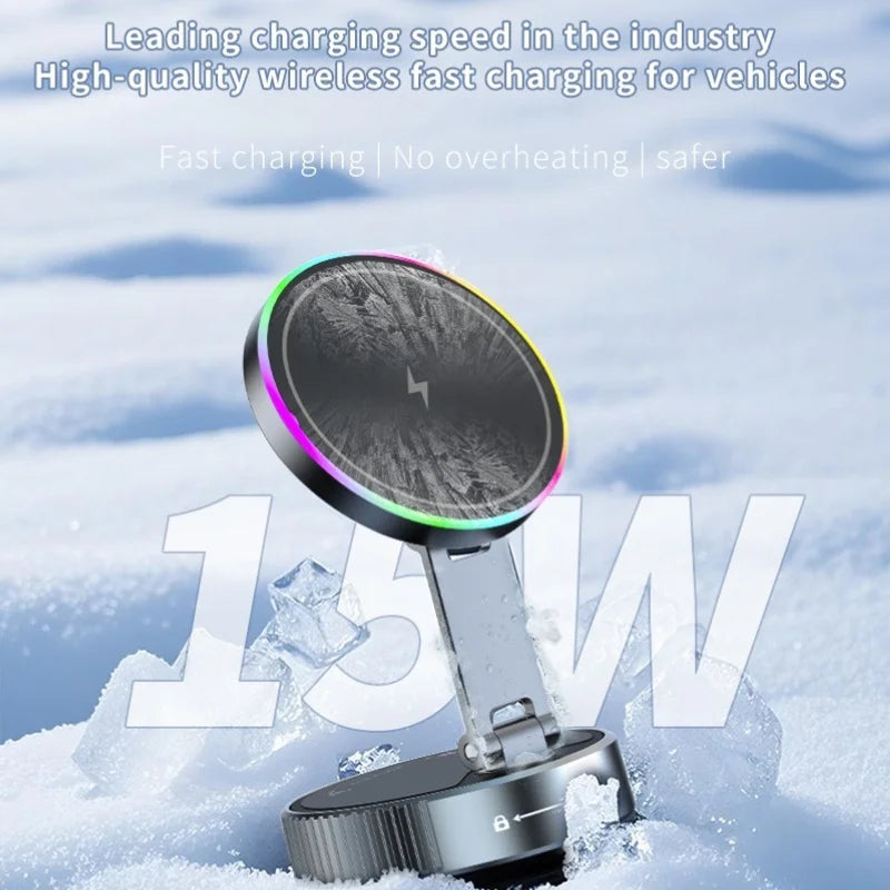 Car Phone Holder with RGB Light Wireless Car Charger Phone Holder