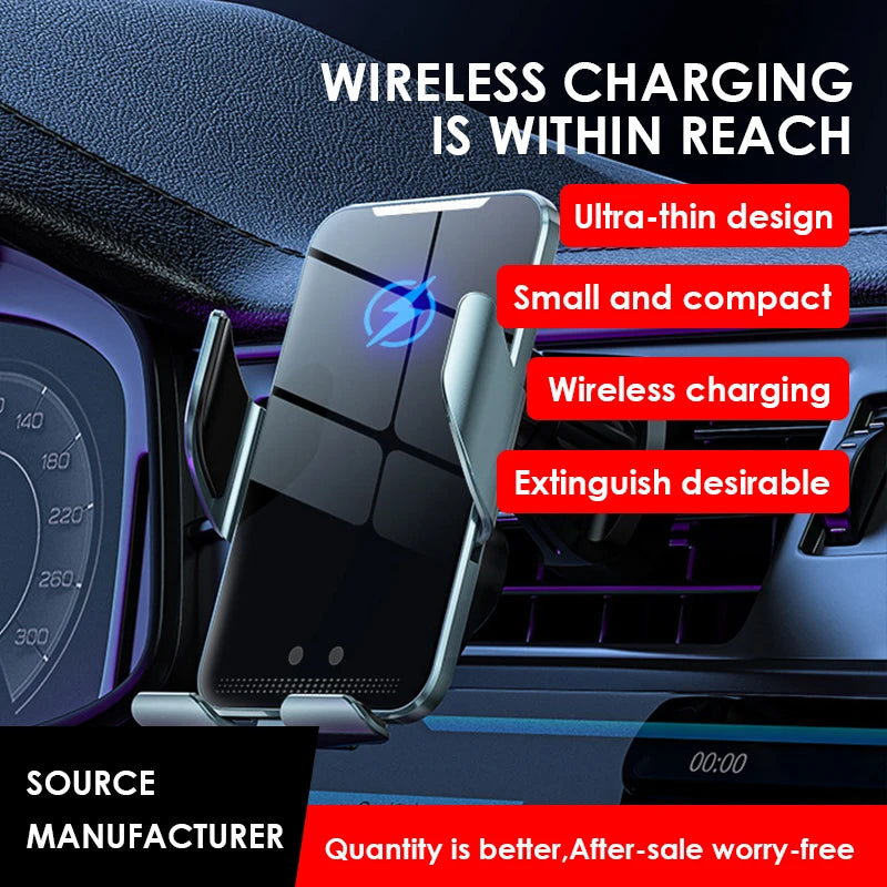 Wireless Car Charger Air Vent Auto Clamping Super Fast Charging